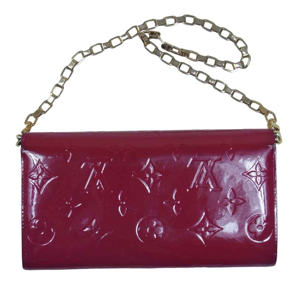 LOUIS VUITTON ルイ・ヴィトン M90087 モノグラム ヴェルニ ポルトフォイユ サラ チェーン 財布 レッド系【中古】