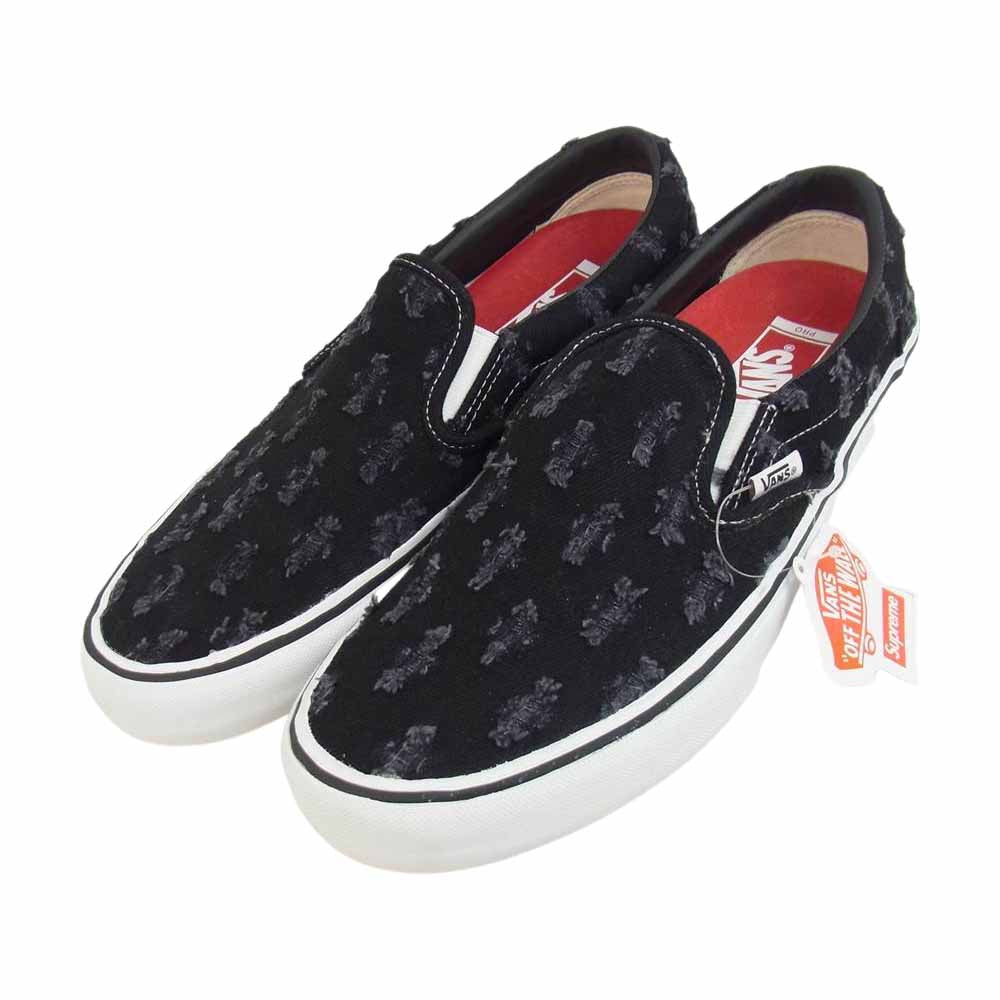 Supreme シュプリーム 20SS VN0A38DD2DC × VANS Hole Punch Denim Slip-On Pro ホール パンチ デニム スリッポン プロ ブラック系 29cm【新古品】【未使用】【中古】