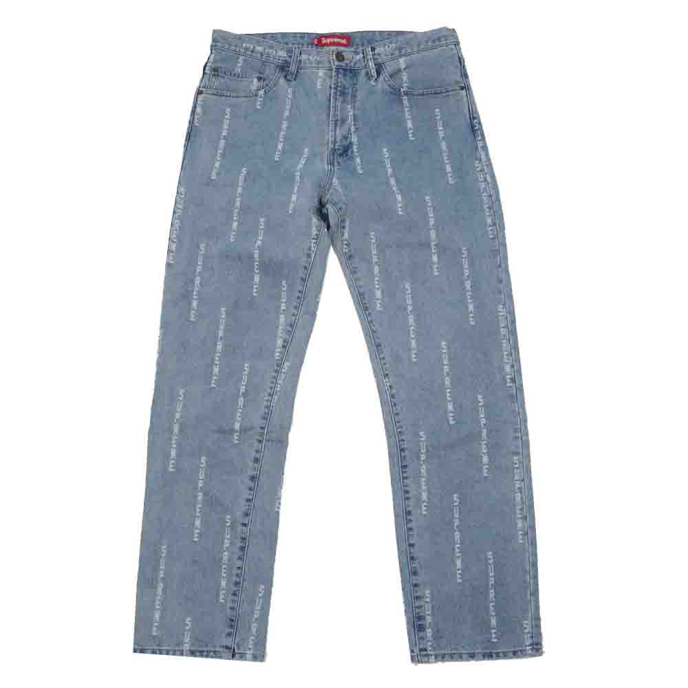 Supreme シュプリーム 20AW Logo Stripe Jacquard Regular Jean ロゴ ストライプ ジャガード レギュラー ジーン デニム インディゴブルー系 32【新古品】【未使用】【中古】
