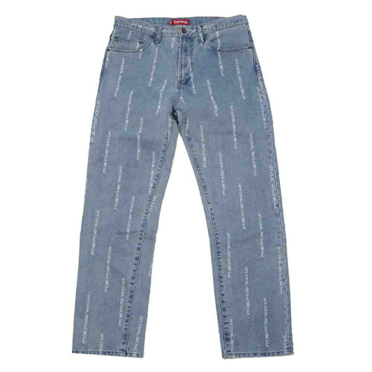 Supreme シュプリーム 20AW Logo Stripe Jacquard Regular Jean ロゴ ストライプ ジャガード レギュラー ジーン デニム インディゴブルー系 32【新古品】【未使用】【中古】