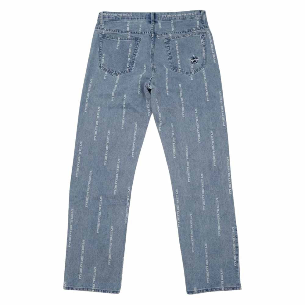 Supreme シュプリーム 20AW Logo Stripe Jacquard Regular Jean ロゴ ストライプ ジャガード レギュラー ジーン デニム インディゴブルー系 32【新古品】【未使用】【中古】
