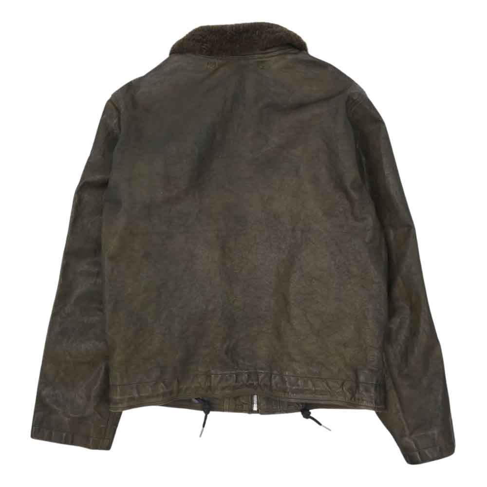 RRL ダブルアールエル N-1 Leather Deck Jacket ヴィンテージ加工 シェアリング レザー デッキ ジャケット ブラウン系 S/P【美品】【中古】