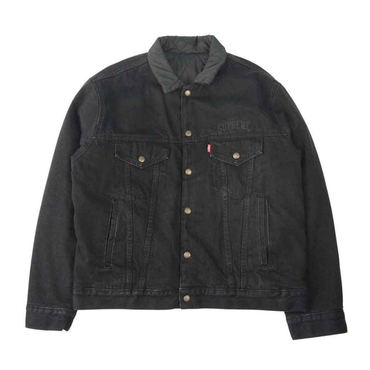 Supreme シュプリーム 18AW × Levi's リーバイス Quilted Reversible Trucker Jacket キルテッド リバーシブル トラッカー デニム ジャケット ブラック系 M【中古】