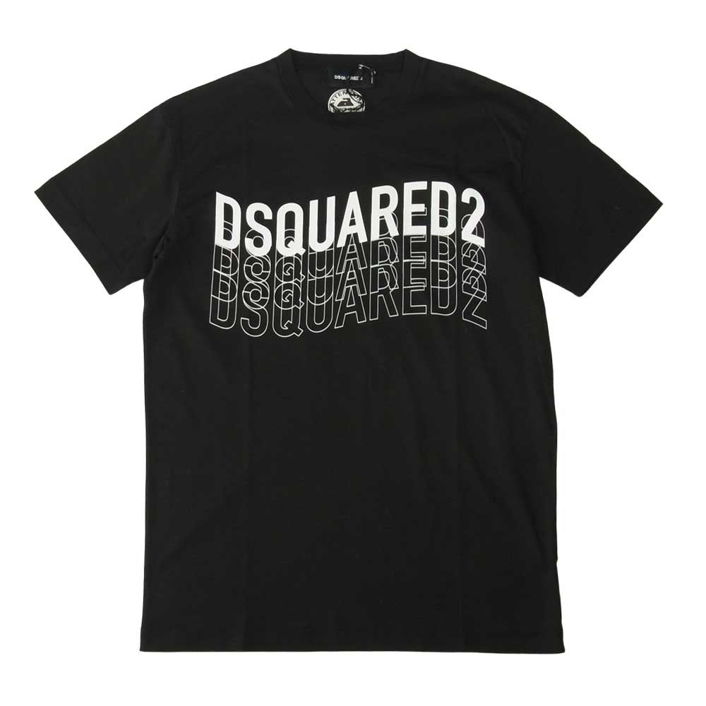 DSQUARED2 ディースクエアード S74GD0829 ロゴ クルーネック 半袖 Tシャツ ブラック系 S【新古品】【未使用】【中古】