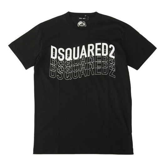 DSQUARED2 ディースクエアード S74GD0829 ロゴ クルーネック 半袖 Tシャツ ブラック系 S【新古品】【未使用】【中古】