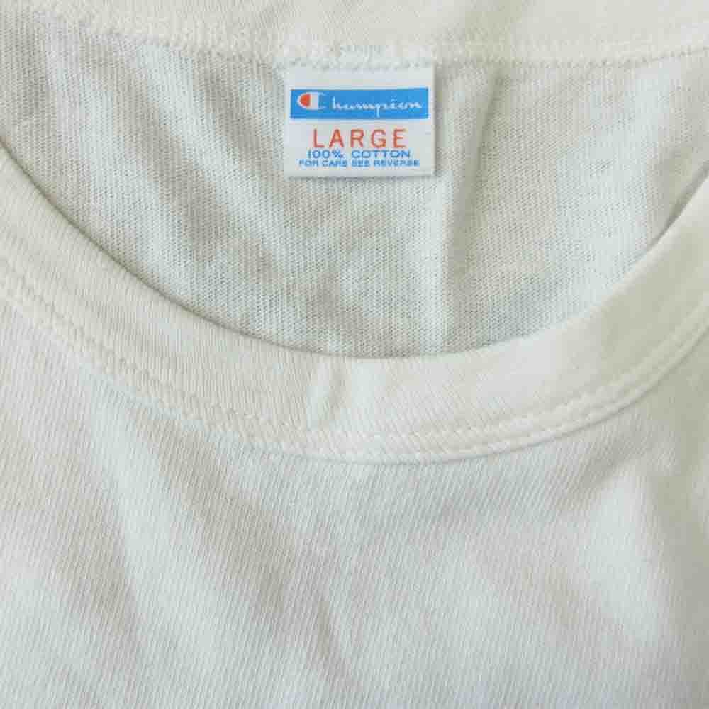 STANDARD CALIFORNIA スタンダードカリフォルニア × Champion チャンピオン バータグ復刻 ラグラン カットオフ プリント 七分袖 Tシャツ ホワイト系 L【中古】