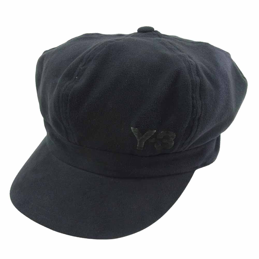 Yohji Yamamoto ヨウジヤマモト Y-3 ワイスリー 505897 ロゴ刺繍 フェイクスエード キャスケット 帽子 ブラック系 S【中古】