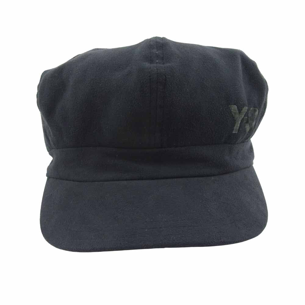 Yohji Yamamoto ヨウジヤマモト Y-3 ワイスリー 505897 ロゴ刺繍 フェイクスエード キャスケット 帽子 ブラック系 S【中古】
