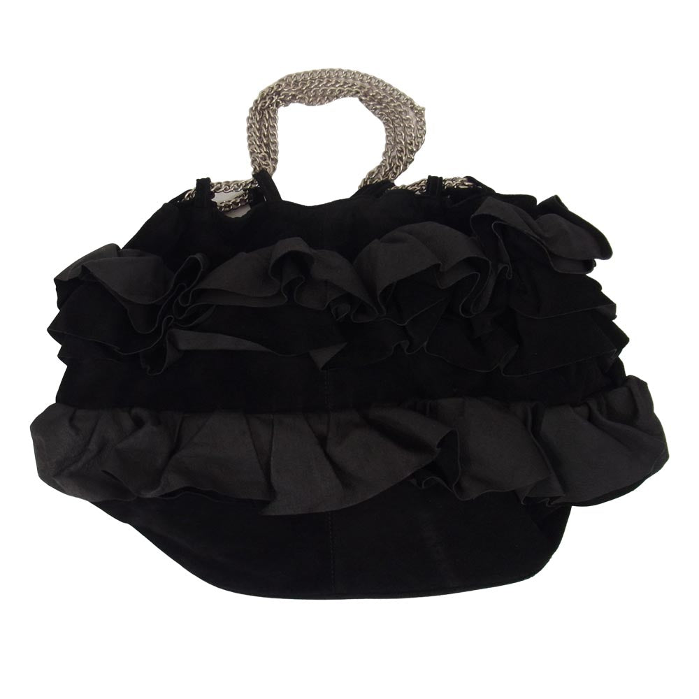 Yohji Yamamoto ヨウジヤマモト Y's YP-116-790 ワイズ フリル スエード ダブルチェーン ハンドバッグ ブラック系【中古】