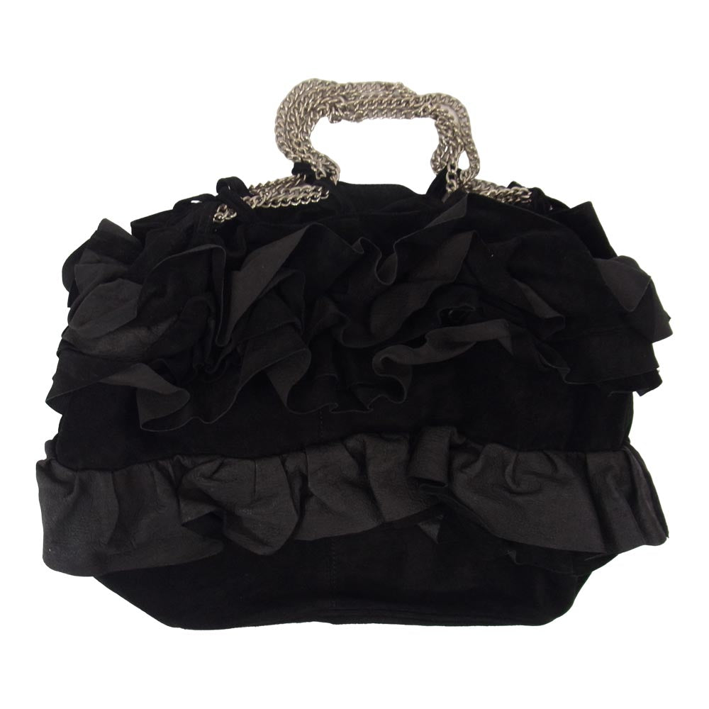 Yohji Yamamoto ヨウジヤマモト Y's YP-116-790 ワイズ フリル スエード ダブルチェーン ハンドバッグ ブラック系【中古】