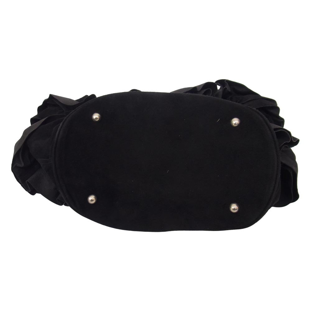 Yohji Yamamoto ヨウジヤマモト Y's YP-116-790 ワイズ フリル スエード ダブルチェーン ハンドバッグ ブラック系【中古】