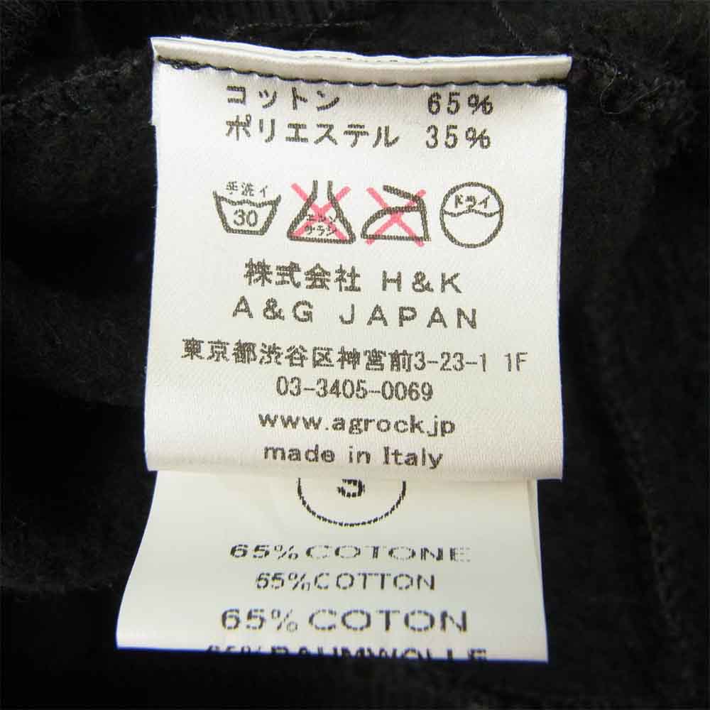 A&G エーアンドジー 裏起毛 ダガージップ 総柄 パーカー ブラック系 S【中古】