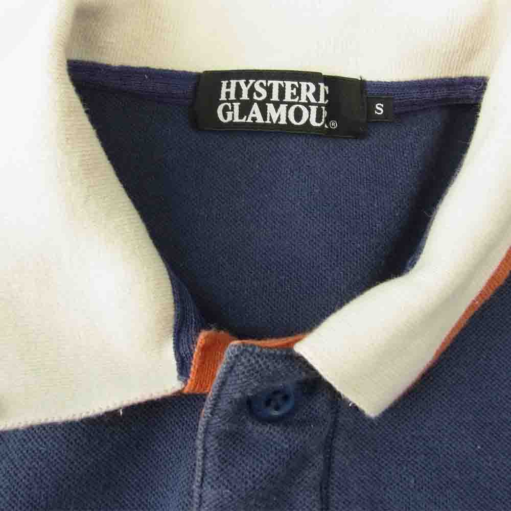 HYSTERIC GLAMOUR ヒステリックグラマー 0242CH02 NASHVILLE 1975 刺繍 半袖 ポロSH 半袖 ポロシャツ ネイビー系 S【中古】