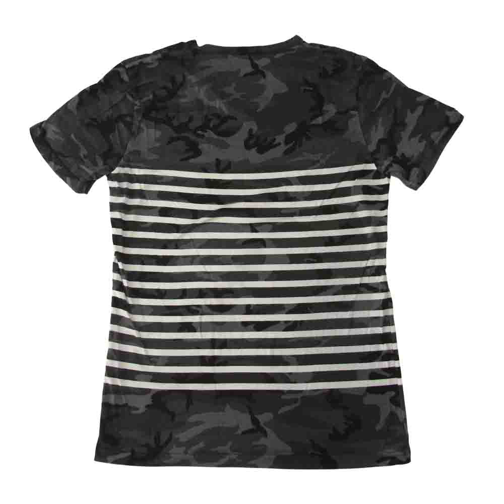 AKM エイケイエム 16SS T028-CTN039 CAMO BORDER V－NECK S/S 迷彩 ボーダー Vネック 半袖 Tシャツ グレー系 M【中古】