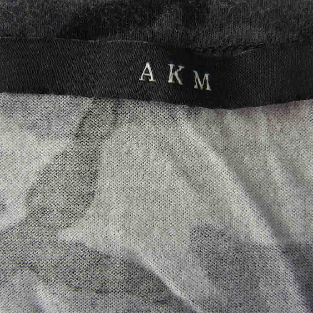 AKM エイケイエム 16SS T028-CTN039 CAMO BORDER V－NECK S/S 迷彩 ボーダー Vネック 半袖 Tシャツ グレー系 M【中古】