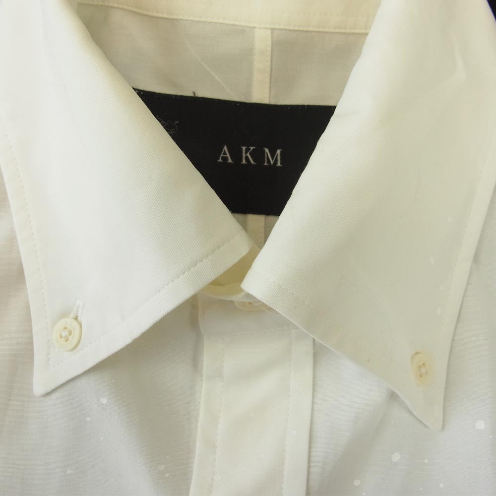 AKM エイケイエム S004-10 PAINT B.D SHIRT ペイント加工 ボタンダウン 長袖 シャツ ホワイト系 M【中古】