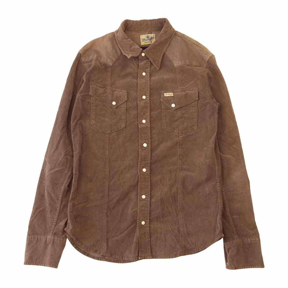 AKM エイケイエム ×Wrangler WLS410 E632-2406 ラングラー コーデュロイ ウエスタン 長袖 シャツ ブラウン系 L【中古】