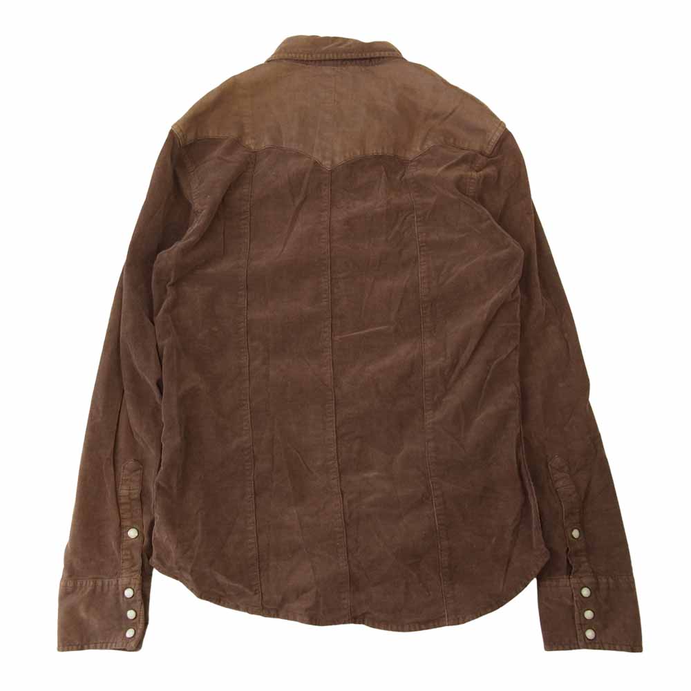AKM エイケイエム ×Wrangler WLS410 E632-2406 ラングラー コーデュロイ ウエスタン 長袖 シャツ ブラウン系 L【中古】