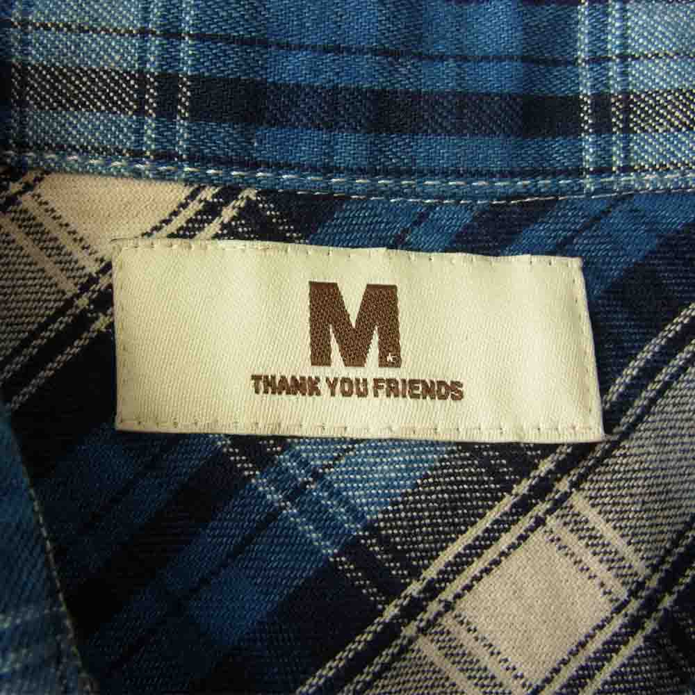 エム WASHED INDIGO CHECK SHIRTS スター チェック 長袖 シャツ ネイビー系 S【中古】