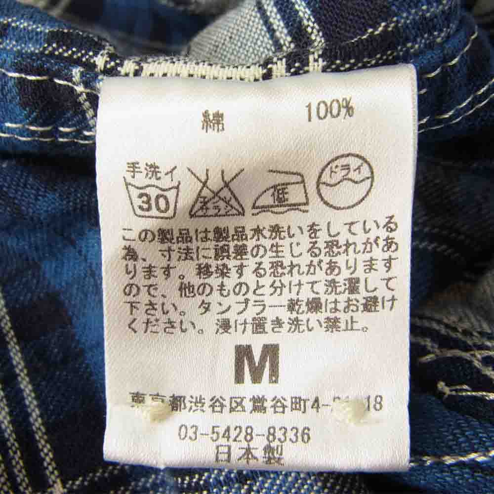 エム WASHED INDIGO CHECK SHIRTS スター チェック 長袖 シャツ ネイビー系 S【中古】