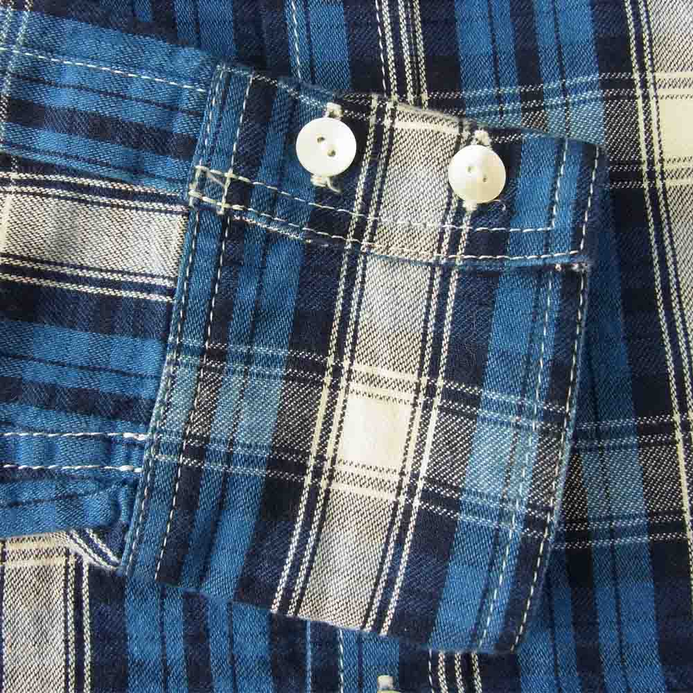 エム WASHED INDIGO CHECK SHIRTS スター チェック 長袖 シャツ ネイビー系 S【中古】