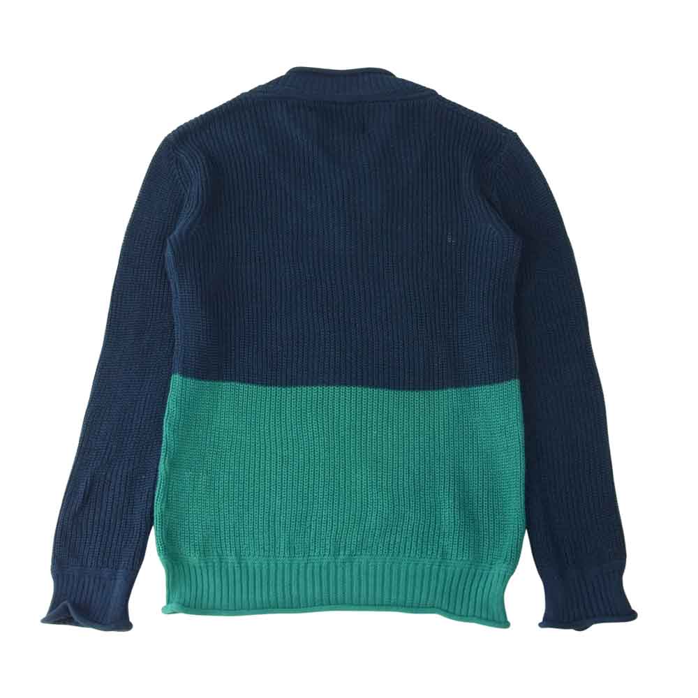 AKM エイケイエム K030-RAN001 EGYPTIAN V-NECK KNIT バイカラー Vネック ニット ネイビー系 グリーン系 M【中古】