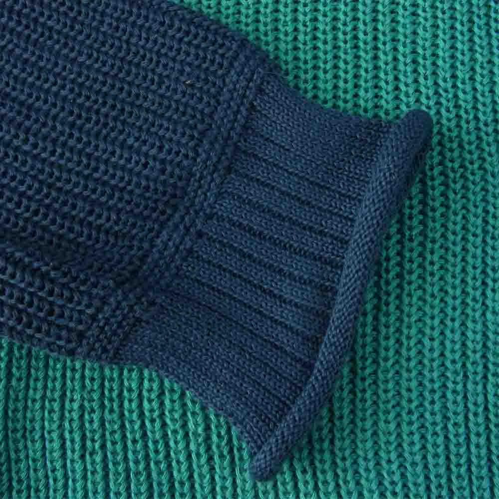 AKM エイケイエム K030-RAN001 EGYPTIAN V-NECK KNIT バイカラー Vネック ニット ネイビー系 グリーン系 M【中古】