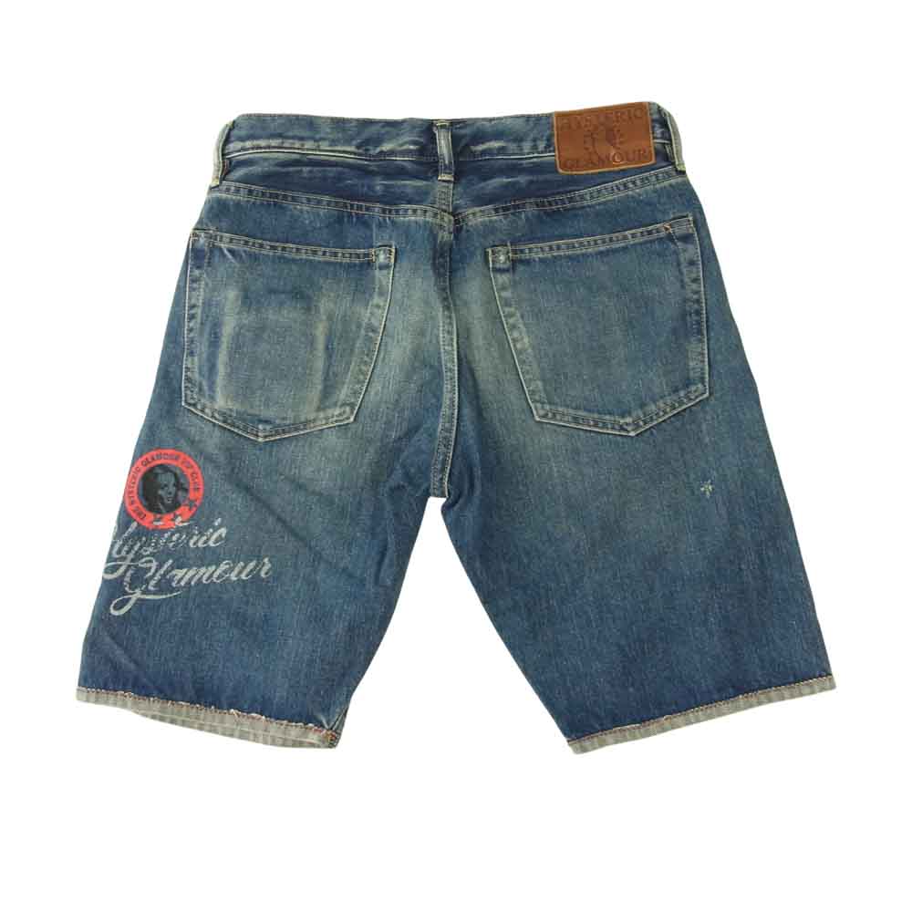 HYSTERIC GLAMOUR ヒステリックグラマー 14SS 0242AM04 12.5oz SP加工 COLLAGE プリント デニム ショートパンツ ショーツ インディゴブルー系 30【中古】