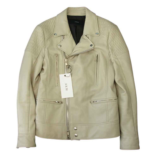 AKM エイケイエム 16SS B118-LMB001 DIA QUILTING RIDERS B118-LMB001 ダイヤキルティング ラムレザー ダブルライダース ジャケット オフホワイト系 M【中古】