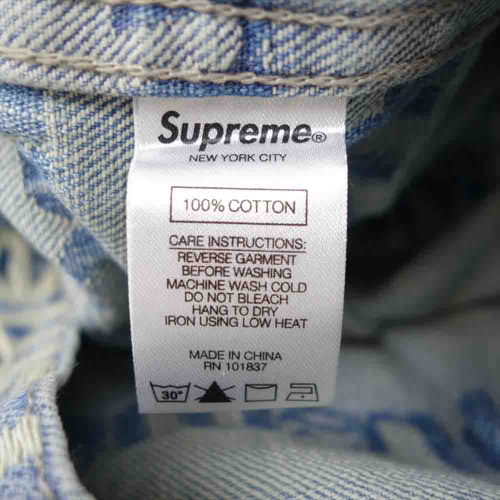 Supreme シュプリーム 21SS Frayed Logos Denim Trucker Jacket フレイド ロゴ デニム トラッカー ジャケット インディゴブルー系 L【新古品】【未使用】【中古】