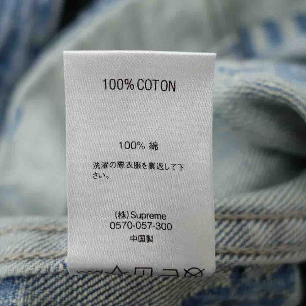 Supreme シュプリーム 21SS Frayed Logos Denim Trucker Jacket フレイド ロゴ デニム トラッカー ジャケット インディゴブルー系 L【新古品】【未使用】【中古】