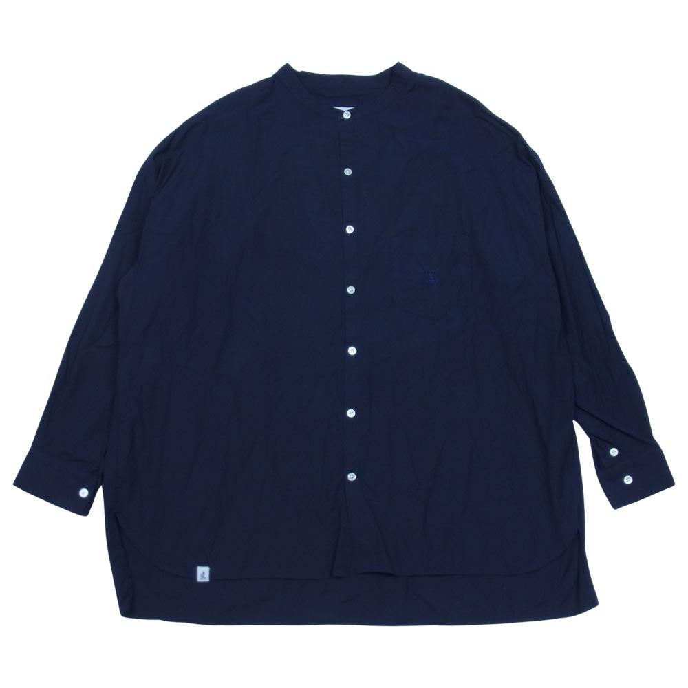 SOPHNET. ソフネット SOPH-212104 ×GRAMICCI BAND COLLAR SHIRT グラミチ バンド カラーシャツ ネイビー系 XL【中古】