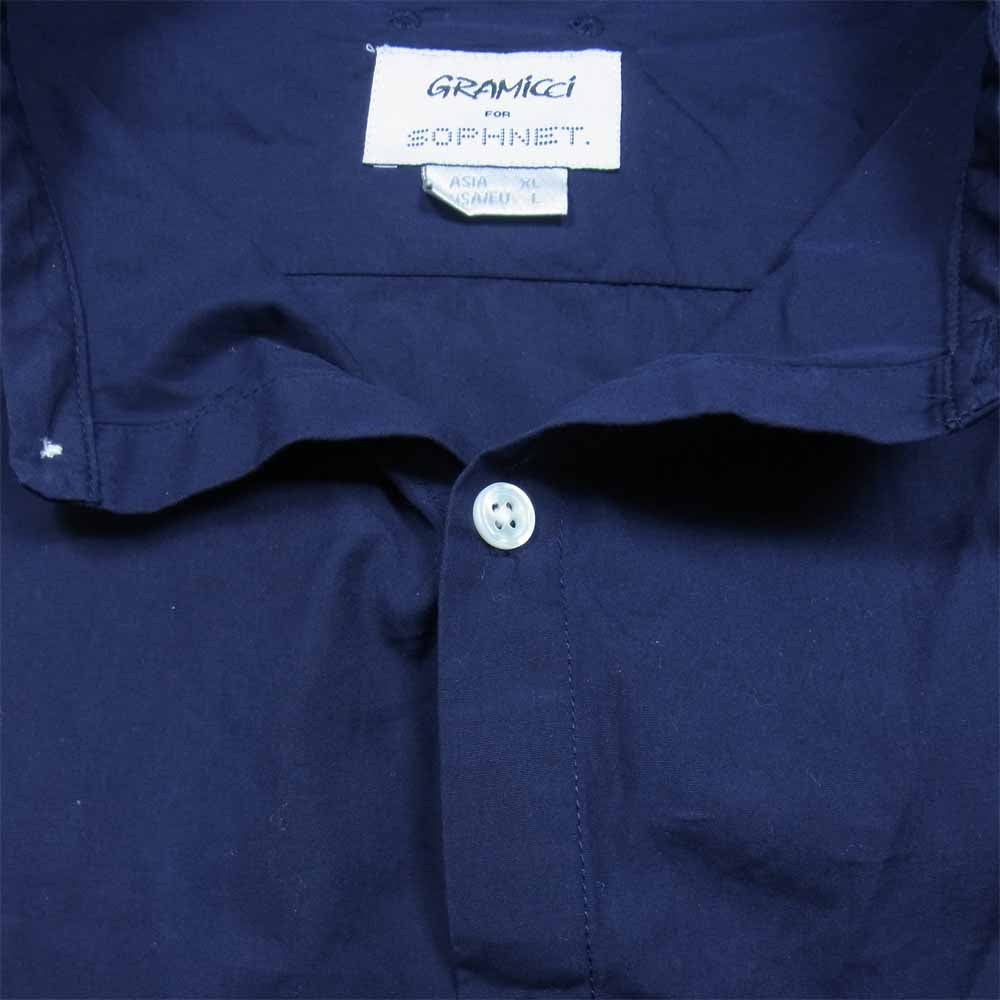 SOPHNET. ソフネット SOPH-212104 ×GRAMICCI BAND COLLAR SHIRT グラミチ バンド カラーシャツ ネイビー系 XL【中古】