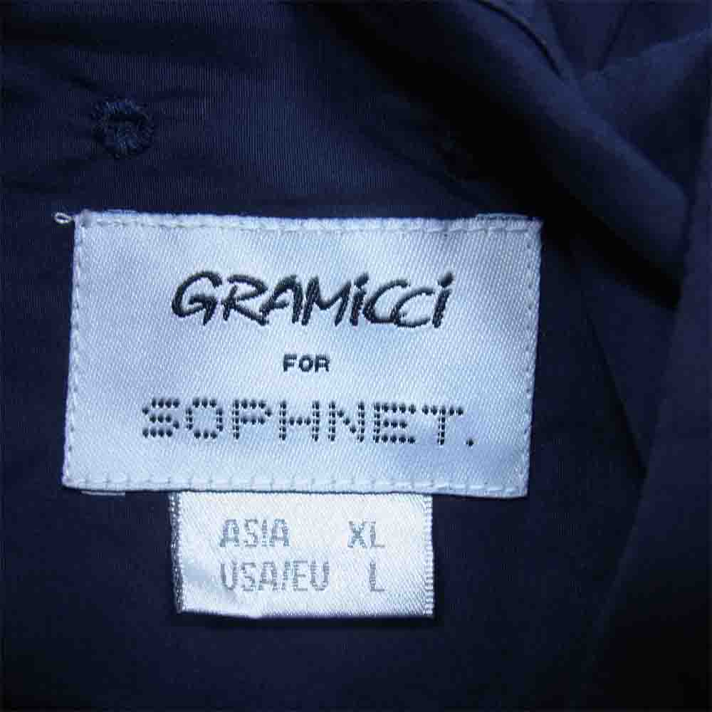 SOPHNET. ソフネット SOPH-212104 ×GRAMICCI BAND COLLAR SHIRT グラミチ バンド カラーシャツ ネイビー系 XL【中古】
