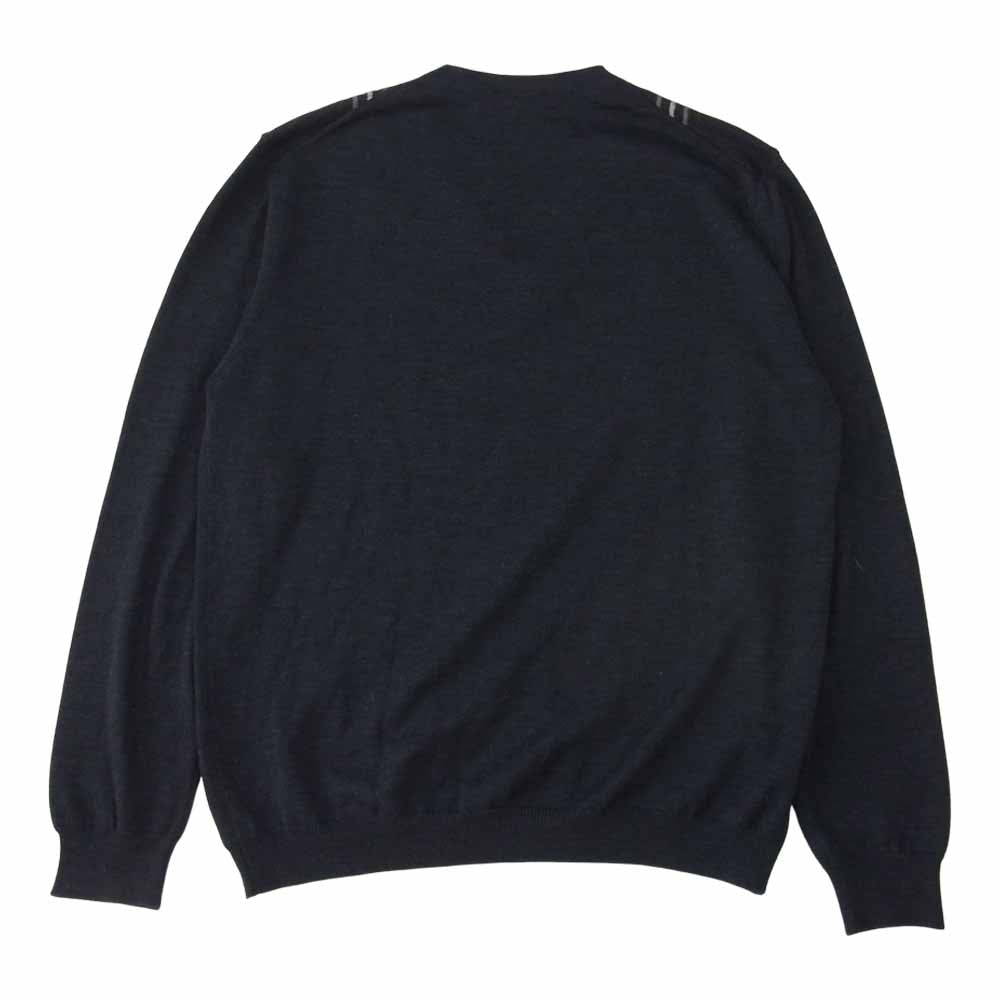 Dunhill ダンヒル 国内正規品 メリノウール Vネック ニット セーター ネイビー系 S【中古】