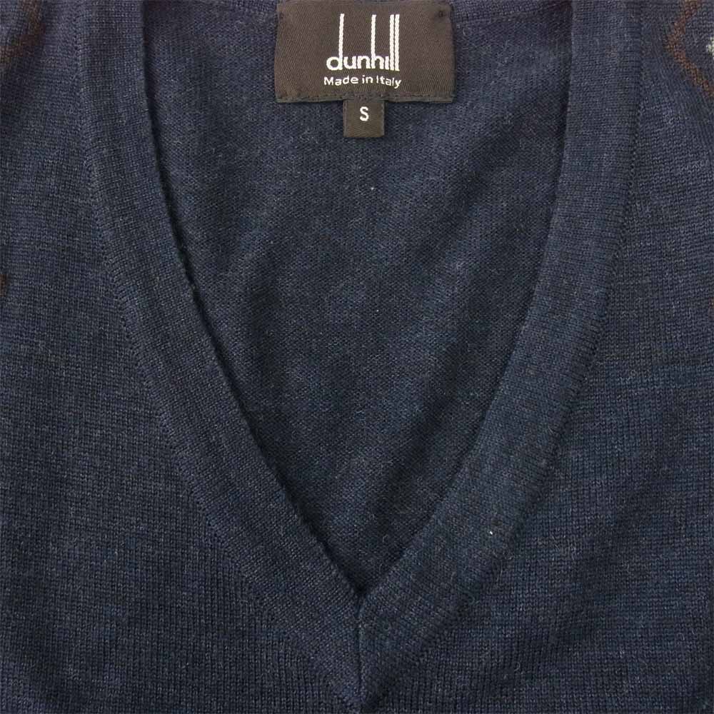 Dunhill ダンヒル 国内正規品 メリノウール Vネック ニット セーター ネイビー系 S【中古】