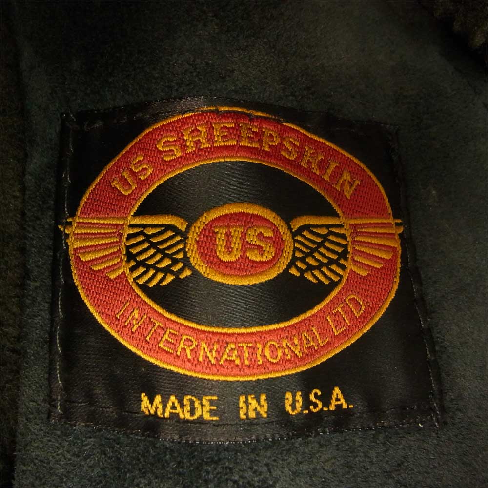 ユーエス シープスキン USA製 B-3 ムートン フライト ジャケット カーキ系 M【中古】