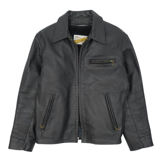 schott ショット AT101 USA製 カウハイド レザー 襟付き シングル ライダース ジャケット ボアライナー付属 ブラック系 38【中古】