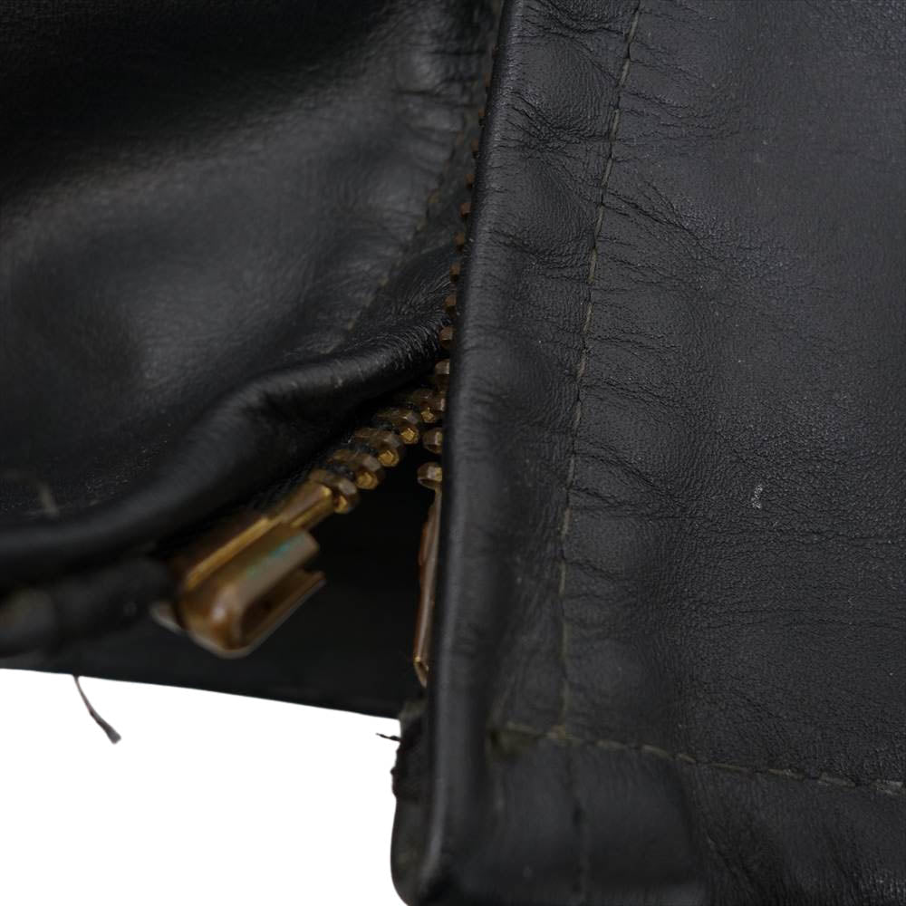 schott ショット AT101 USA製 カウハイド レザー 襟付き シングル ライダース ジャケット ボアライナー付属 ブラック系 38【中古】