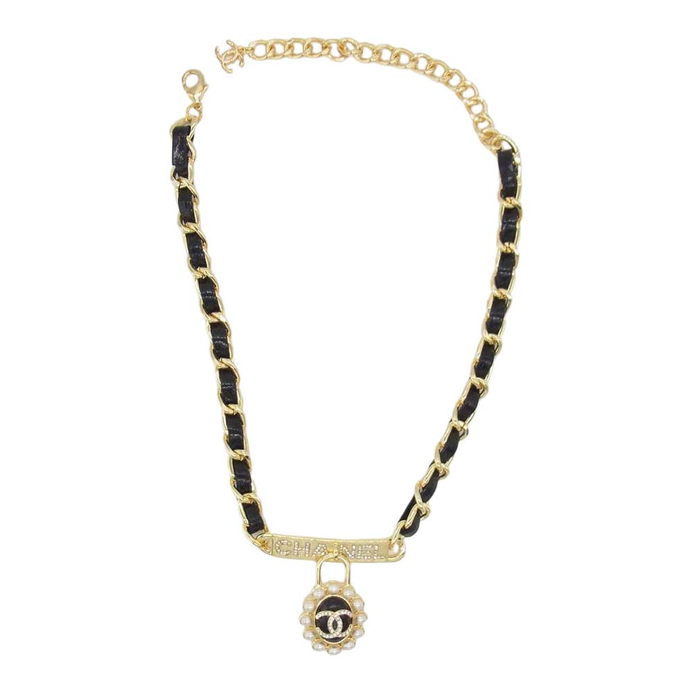 CHANEL シャネル AB6472 21A ココマーク パール チェーン チョーカー ゴールド系 ブラック系【中古】