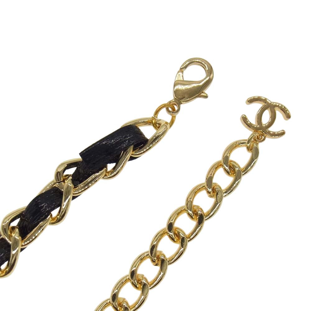 CHANEL シャネル AB6472 21A ココマーク パール チェーン チョーカー ゴールド系 ブラック系【中古】