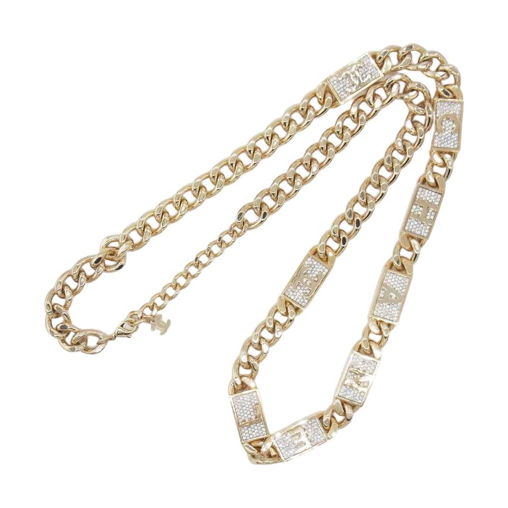 CHANEL シャネル B21C ロゴ メタル チェーン ベルト ゴールド系【中古】