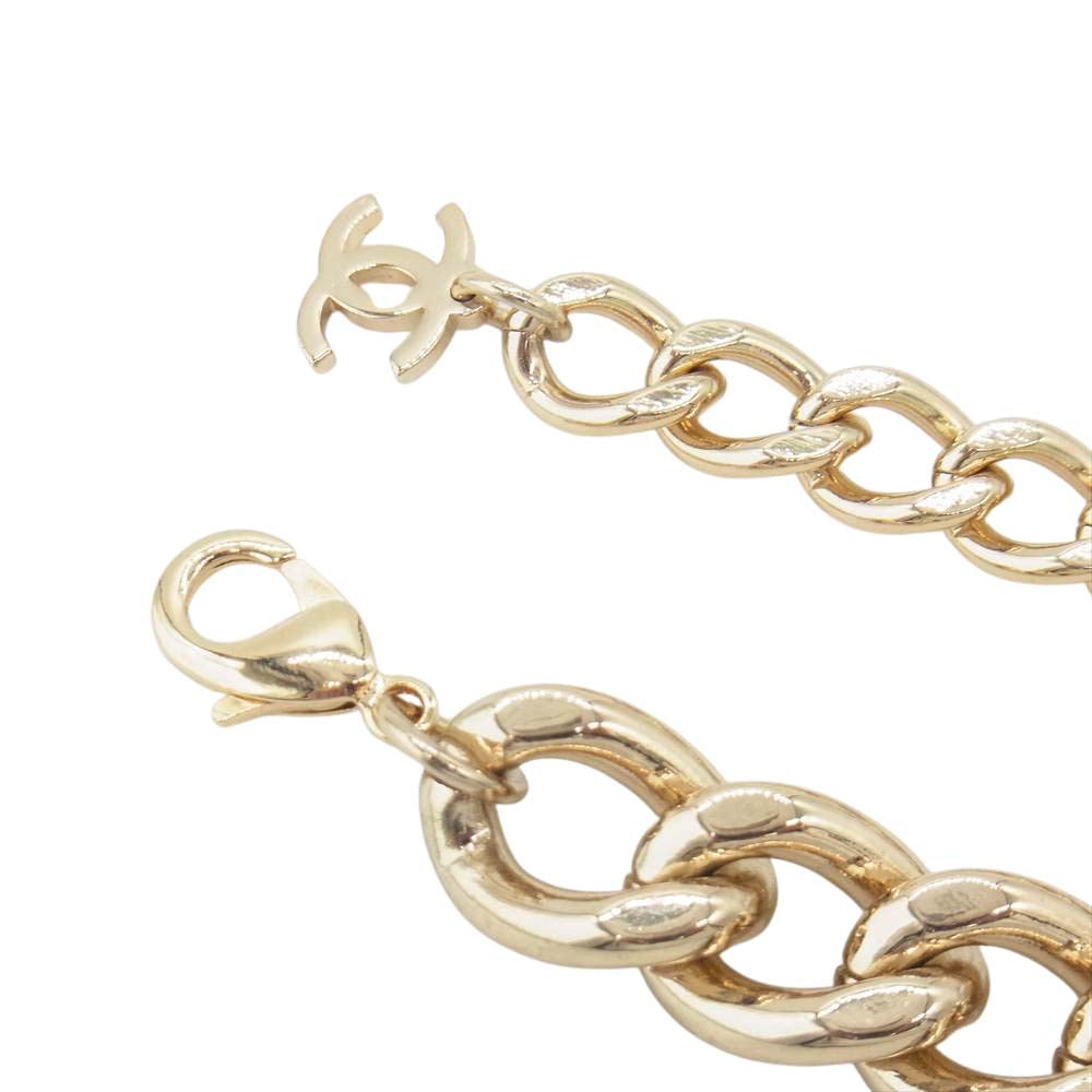 CHANEL シャネル B21C ロゴ メタル チェーン ベルト ゴールド系【中古】