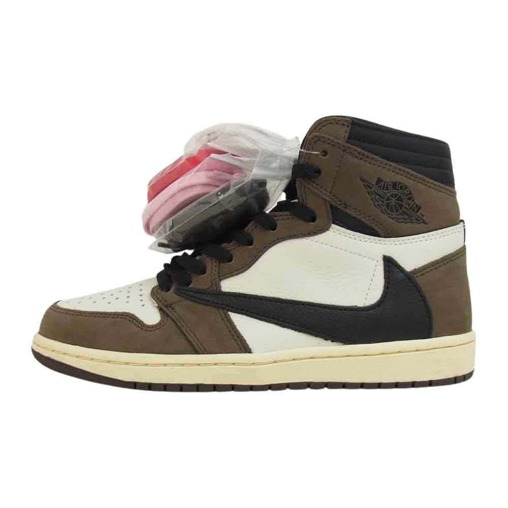NIKE ナイキ CD4487-100 × TRAVIS SCOTT トラヴィススコット AIR JORDAN 1 RETRO HIGH エアジョーダン レトロ ハイ ブラック-ダークモカ 26cm【新古品】【未使用】【中古】