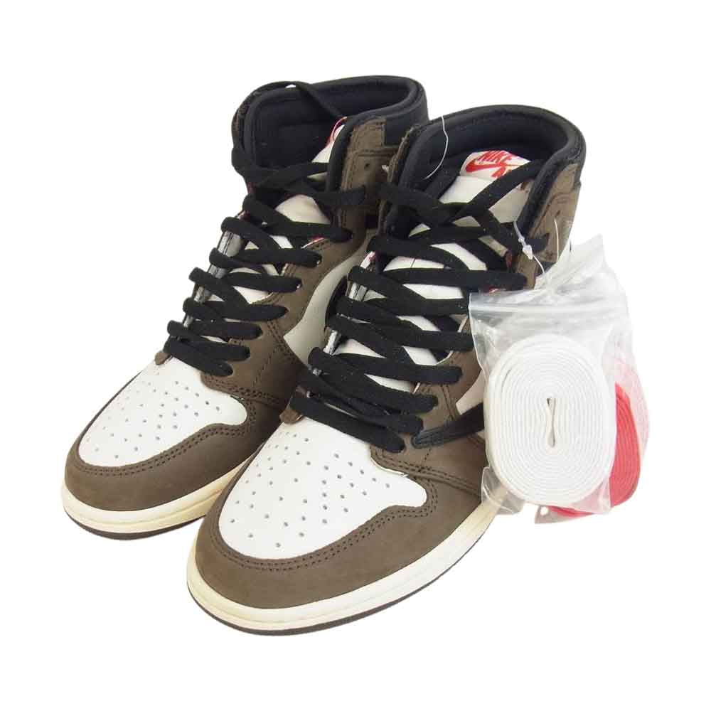 NIKE ナイキ CD4487-100 × TRAVIS SCOTT トラヴィススコット AIR JORDAN 1 RETRO HIGH エアジョーダン レトロ ハイ ブラック-ダークモカ 26cm【新古品】【未使用】【中古】