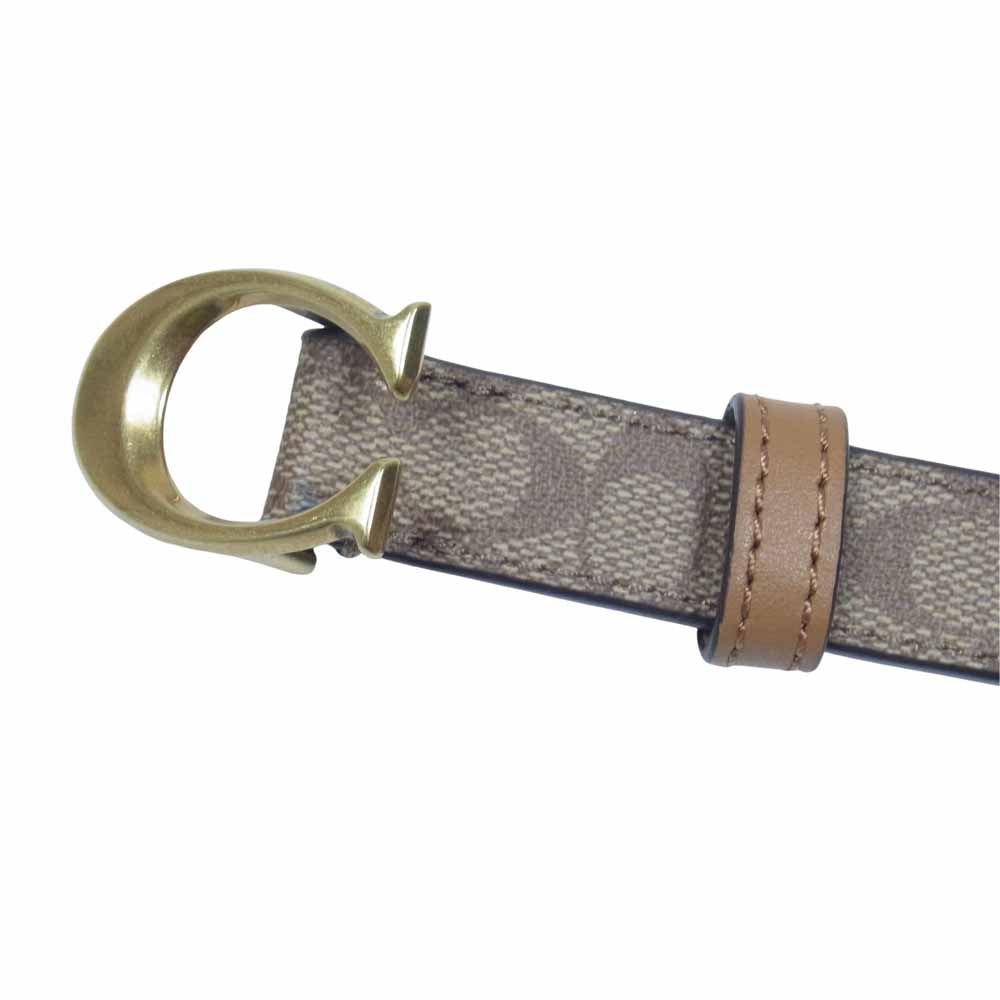 COACH コーチ 89402 BKHSD コーティングキャンバス カーフレザー シグネチャー ベルト ブラウン系【中古】