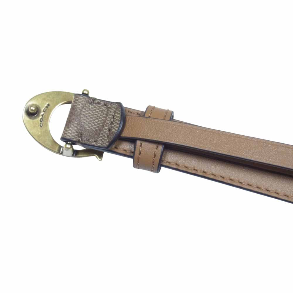 COACH コーチ 89402 BKHSD コーティングキャンバス カーフレザー シグネチャー ベルト ブラウン系【中古】
