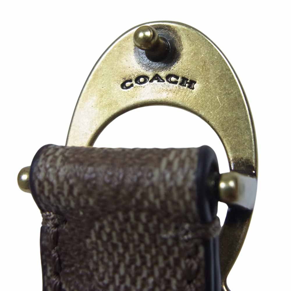 COACH コーチ 89402 BKHSD コーティングキャンバス カーフレザー シグネチャー ベルト ブラウン系【中古】