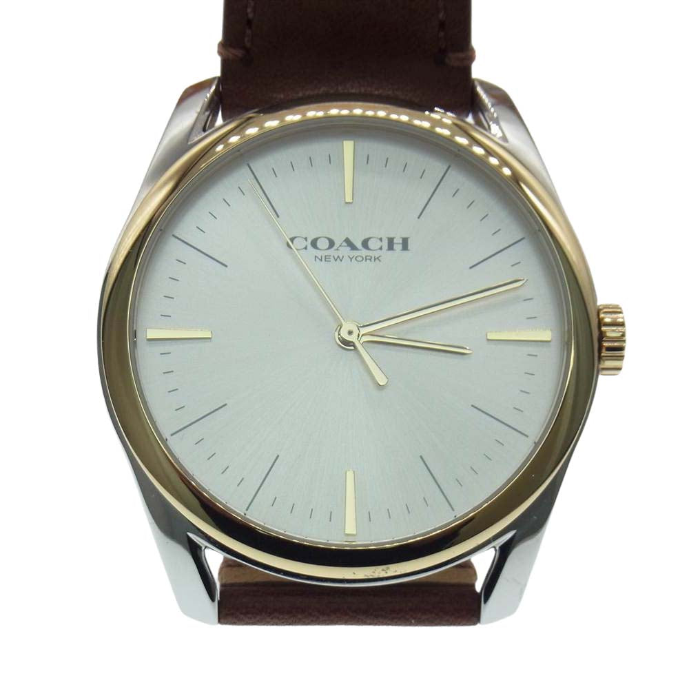 COACH コーチ 未使用品 CA129.2.20.1863 レザーベルト アナログ ウォッチ ブラウン系【極上美品】【中古】
