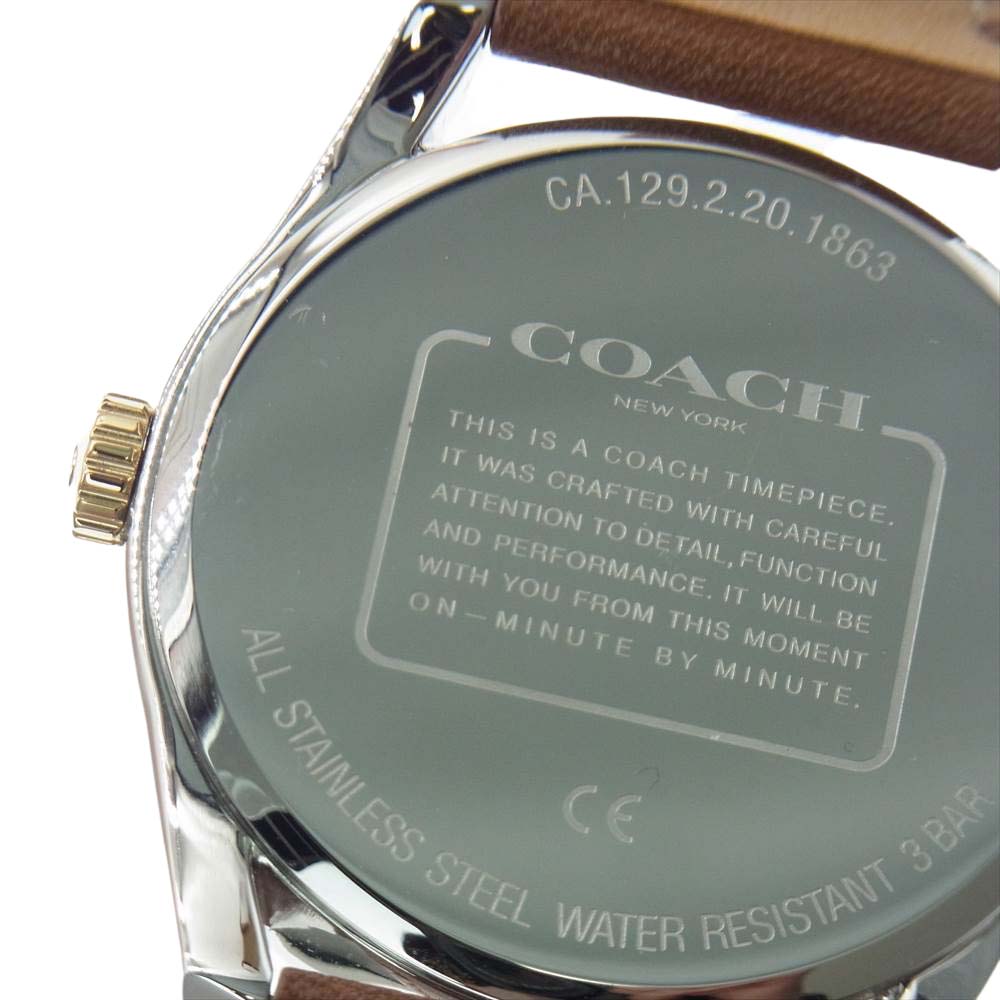 COACH コーチ 未使用品 CA129.2.20.1863 レザーベルト アナログ ウォッチ ブラウン系【極上美品】【中古】